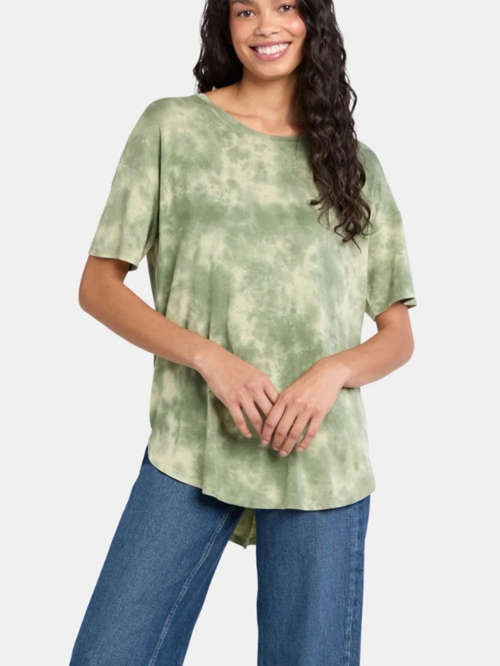 EUC Tie-Dye Army Green Camo Short Sleeve Top